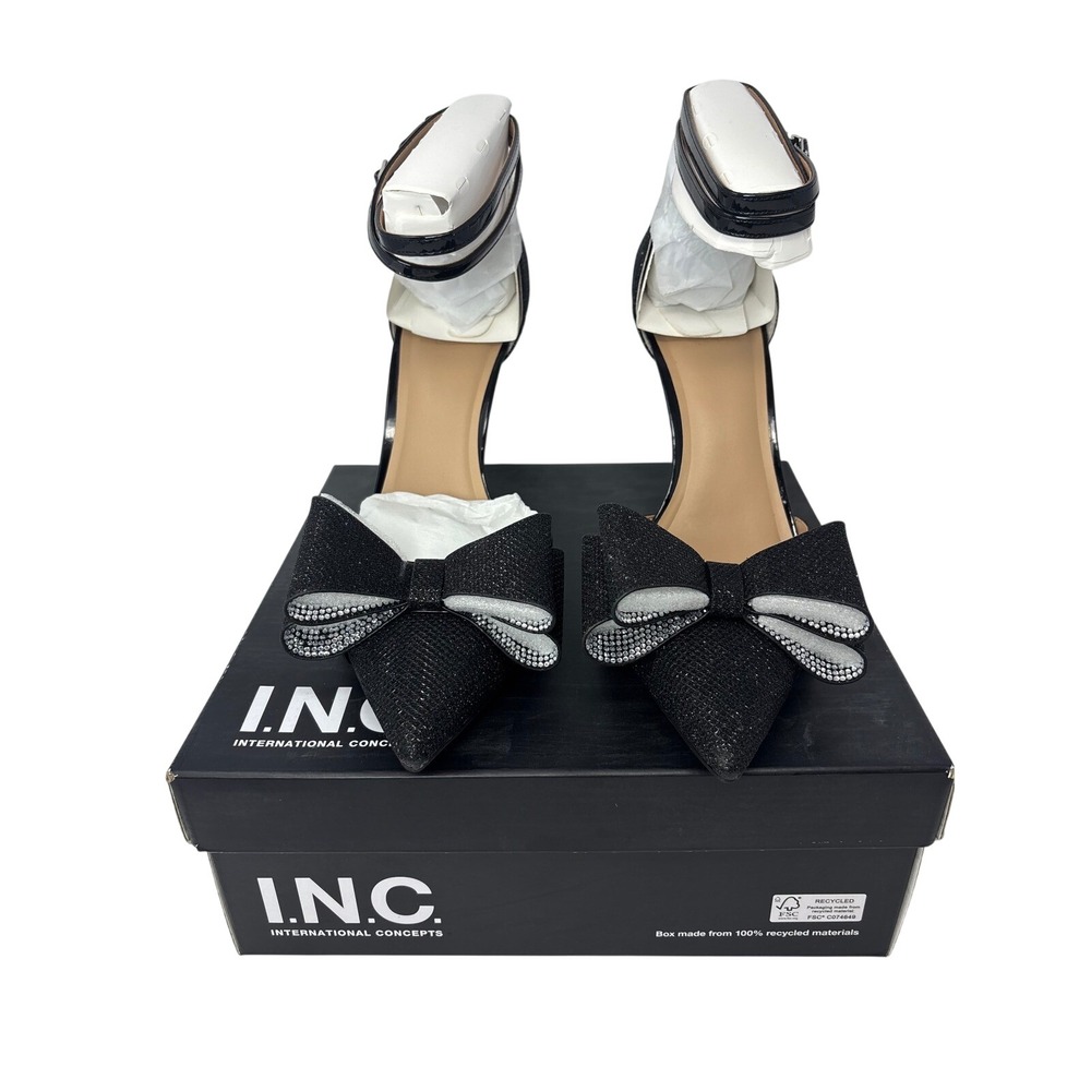 INC International Concepts Womens Saori Bow‎ Ankle-strap Black 4" - Picture 16 of 16